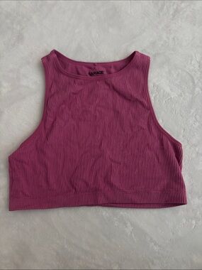 Garage Ribbed Crop Tank Top in Berry Pink